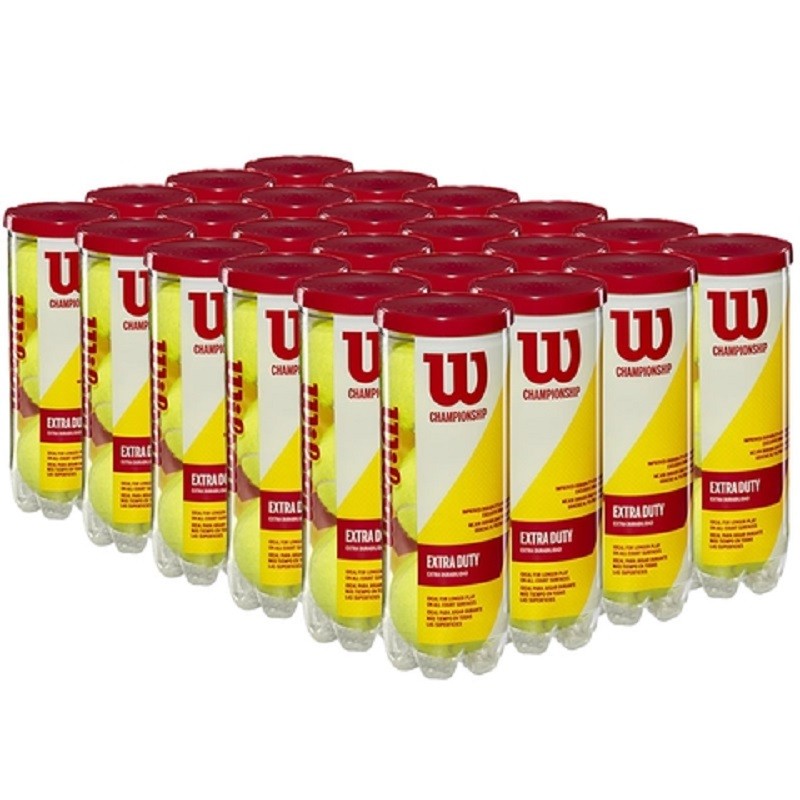 Wilson Championship Extra Duty - Caja 24 Botes, Pelota Tenis, Unisex, Amarillo, Calidad, Fieltro Grueso